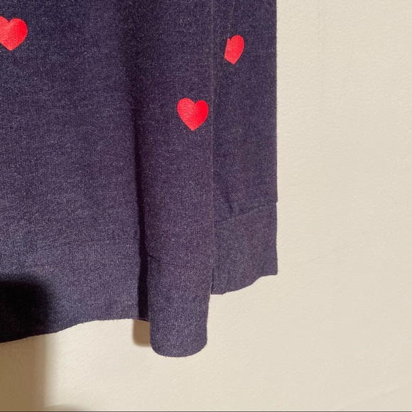 Chaser Tiny Heart Sweater Pullover Sweatshirt Avalon Scoop Neck Large Blue Red - Picture 5 of 8